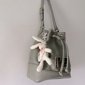 Love Moschino Light Gray Bucket Bag with Gold Accents
